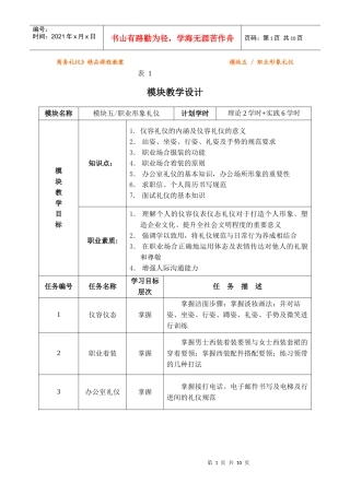 商务礼仪精品课程教案