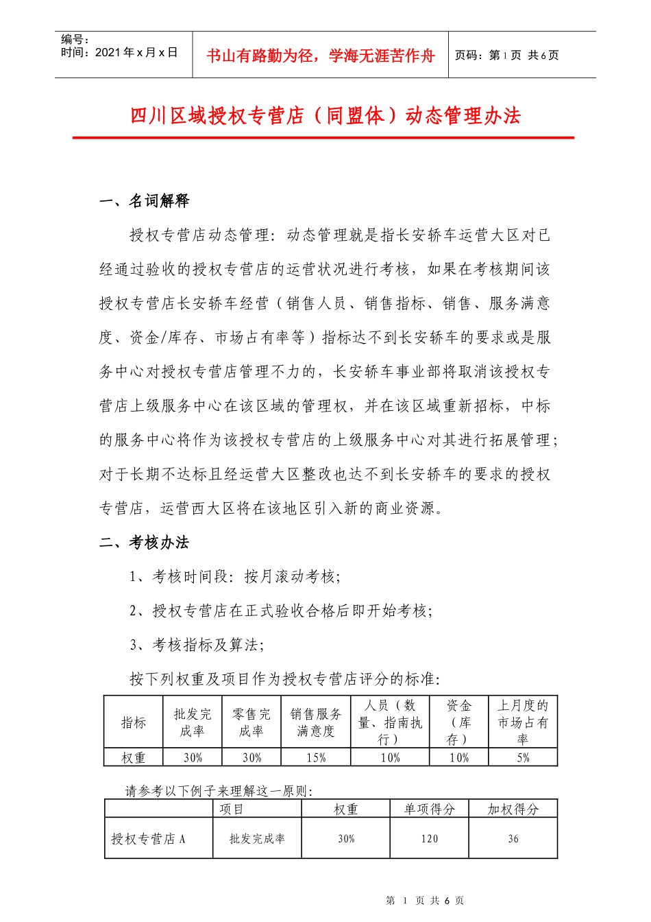 四川区域授权专营店(同盟体)动态管理办法_第1页