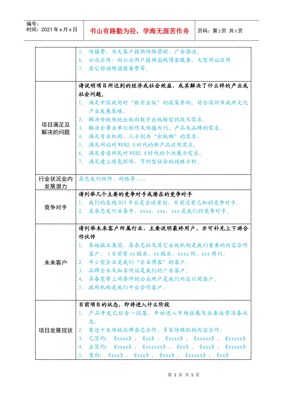 商业计划书概要（初创项目组）_第2页