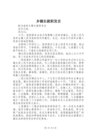 乡镇长就职发言材料