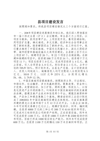 县项目建设发言稿
