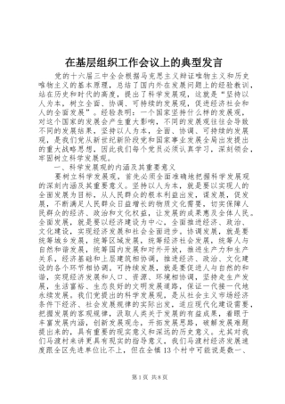 在基层组织工作会议上的典型发言稿