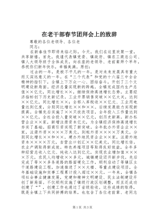 在老干部春节团拜会上的演讲致辞