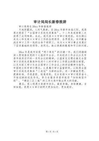 审计局局长新春演讲致辞