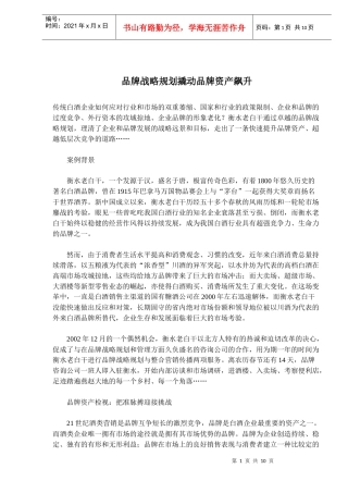 品牌战略规划撬动品牌资产飙升(doc16)