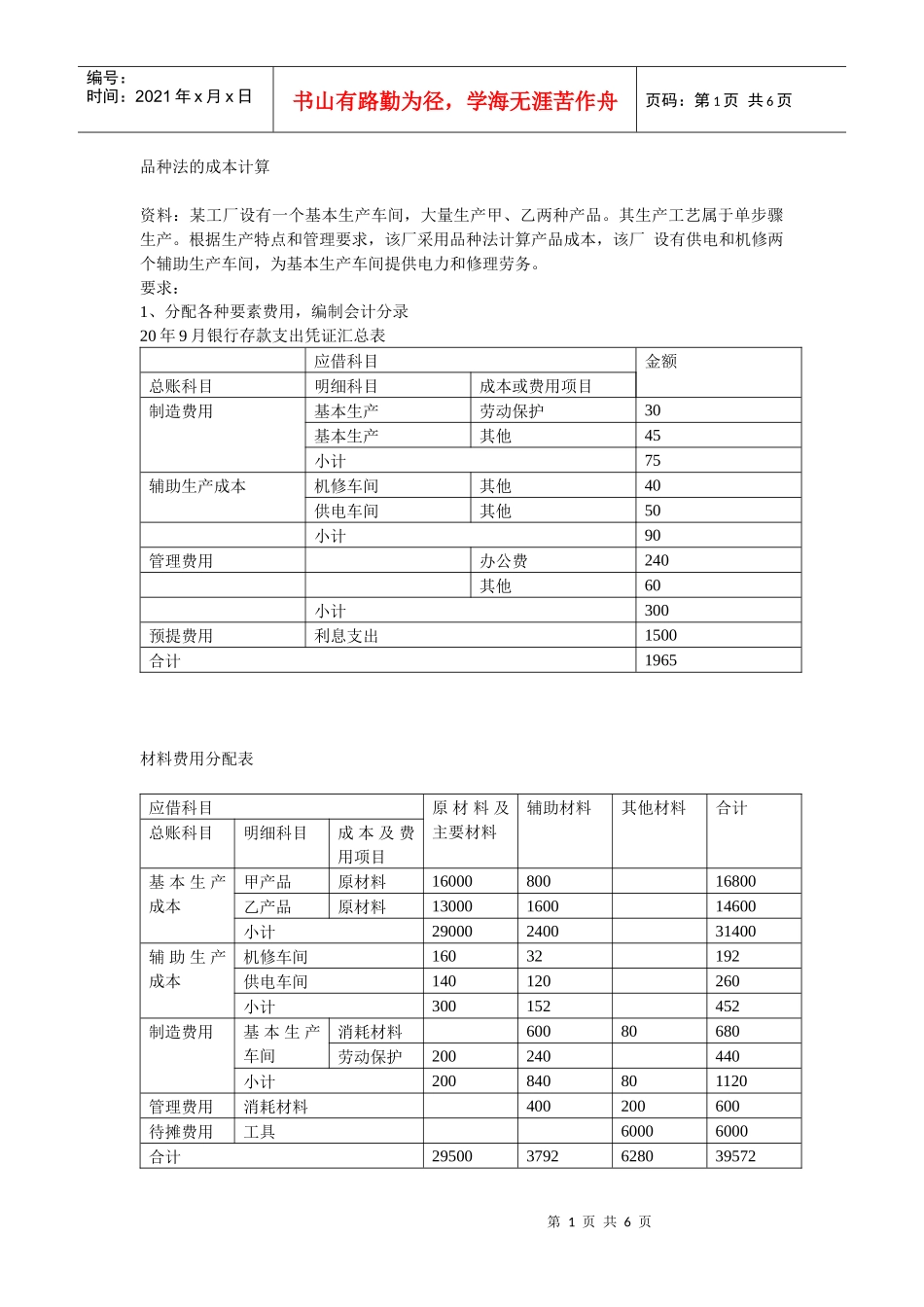 品种法的成本计算_第1页