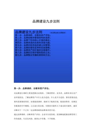 品牌建设九步法则分析