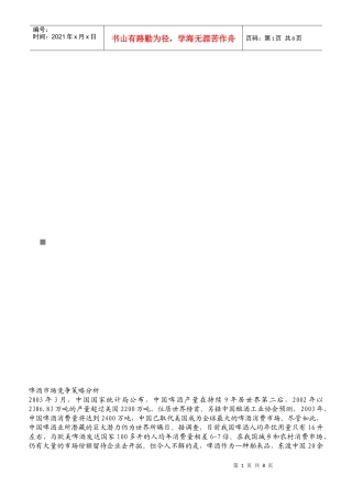 啤酒市场竞争策略分析