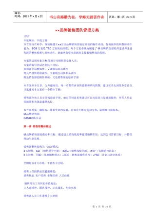 品牌销售团队管理方案