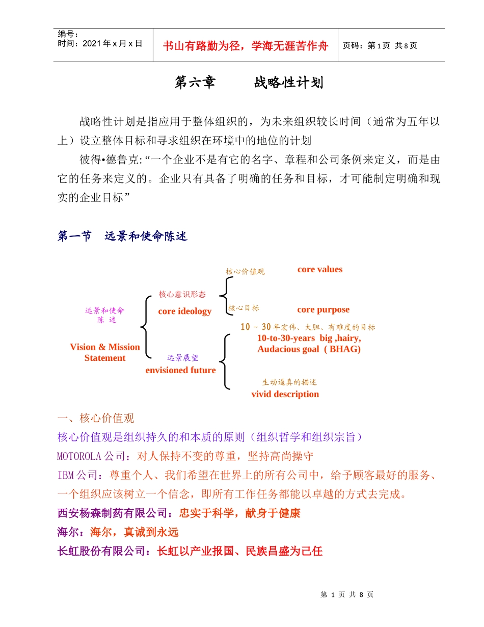 周三多管理学(高教版)第六章 战略性计划_第1页