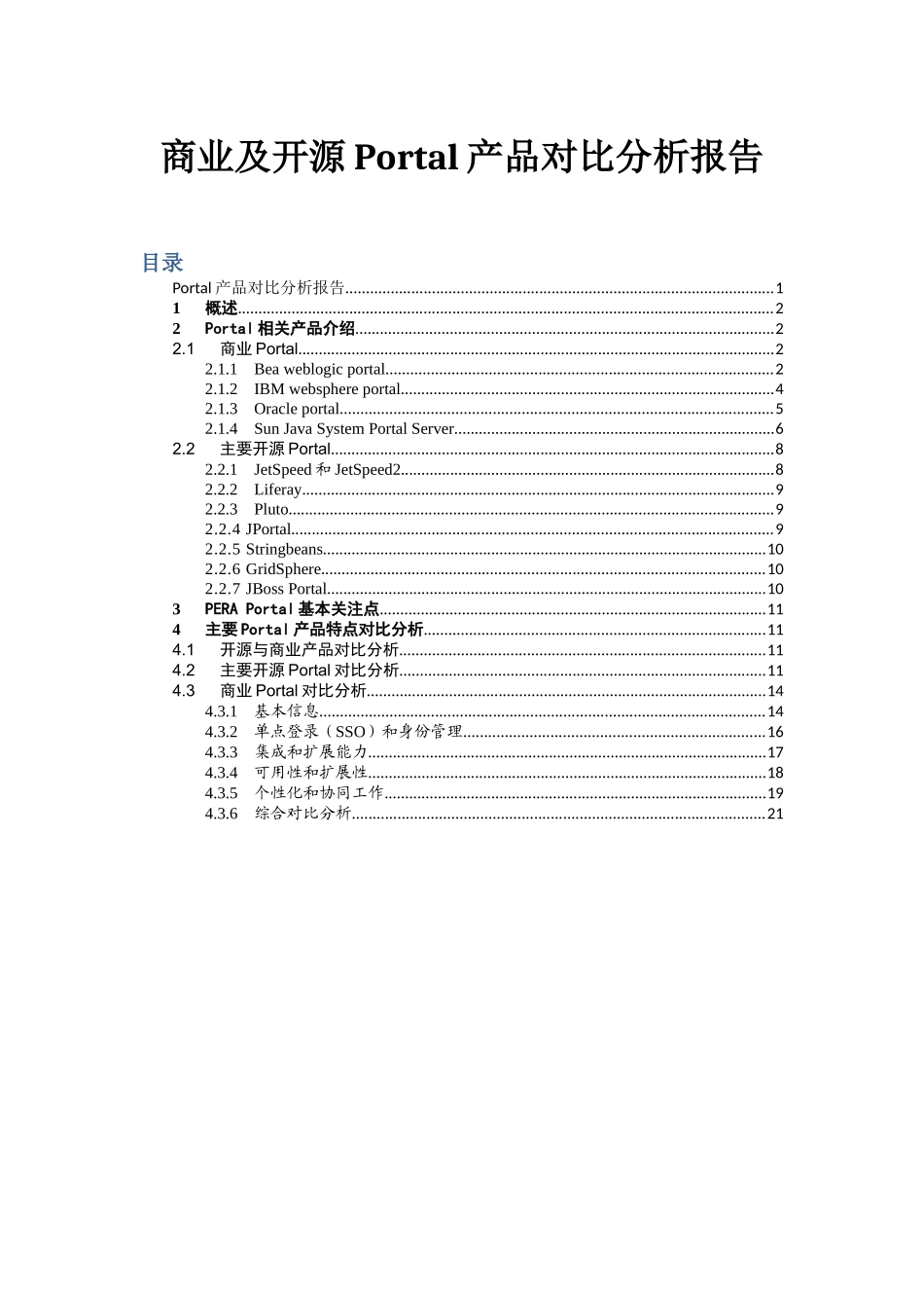 商业及开源Portal产品对比分析报告_第1页