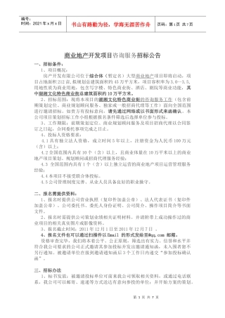 商业地产策划招标样本