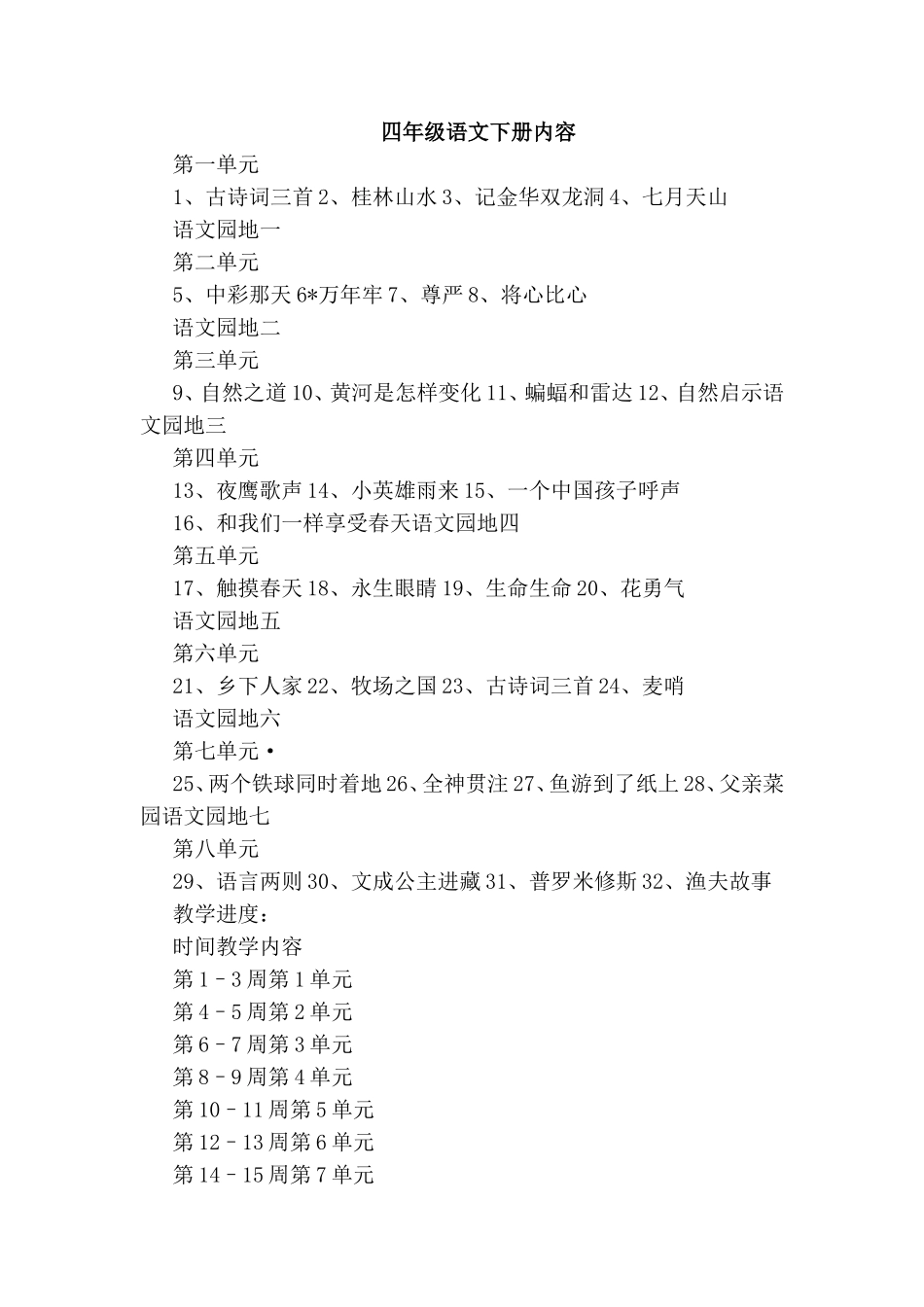 四年级语文下册内容知识点梳理汇总_第1页