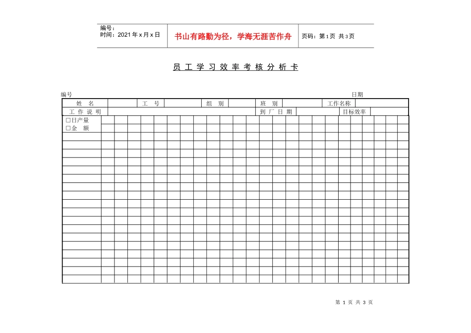员工学习效率考核分析卡_第1页