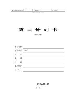 商业计划书标准版本（DOC30页）