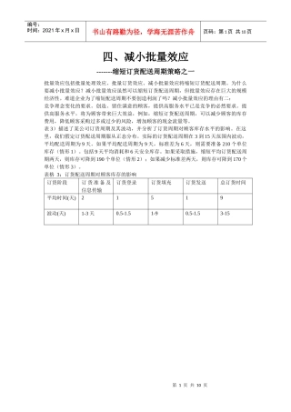 四、减小批量效应棗棗缩短订货配送周期策略之一