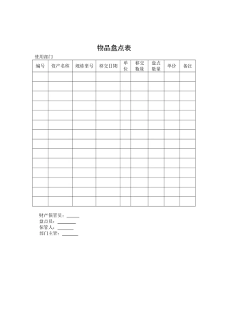 物品盘点表内部缴款单