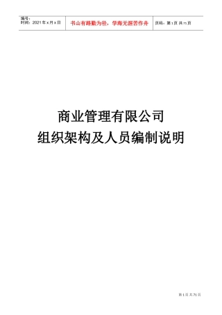 商业运营管理公司人员架构及岗位说明(DOC47页)