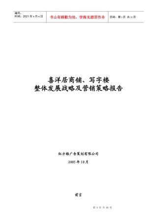 喜洋居商铺、写字楼整体发展战略及营销策略报告