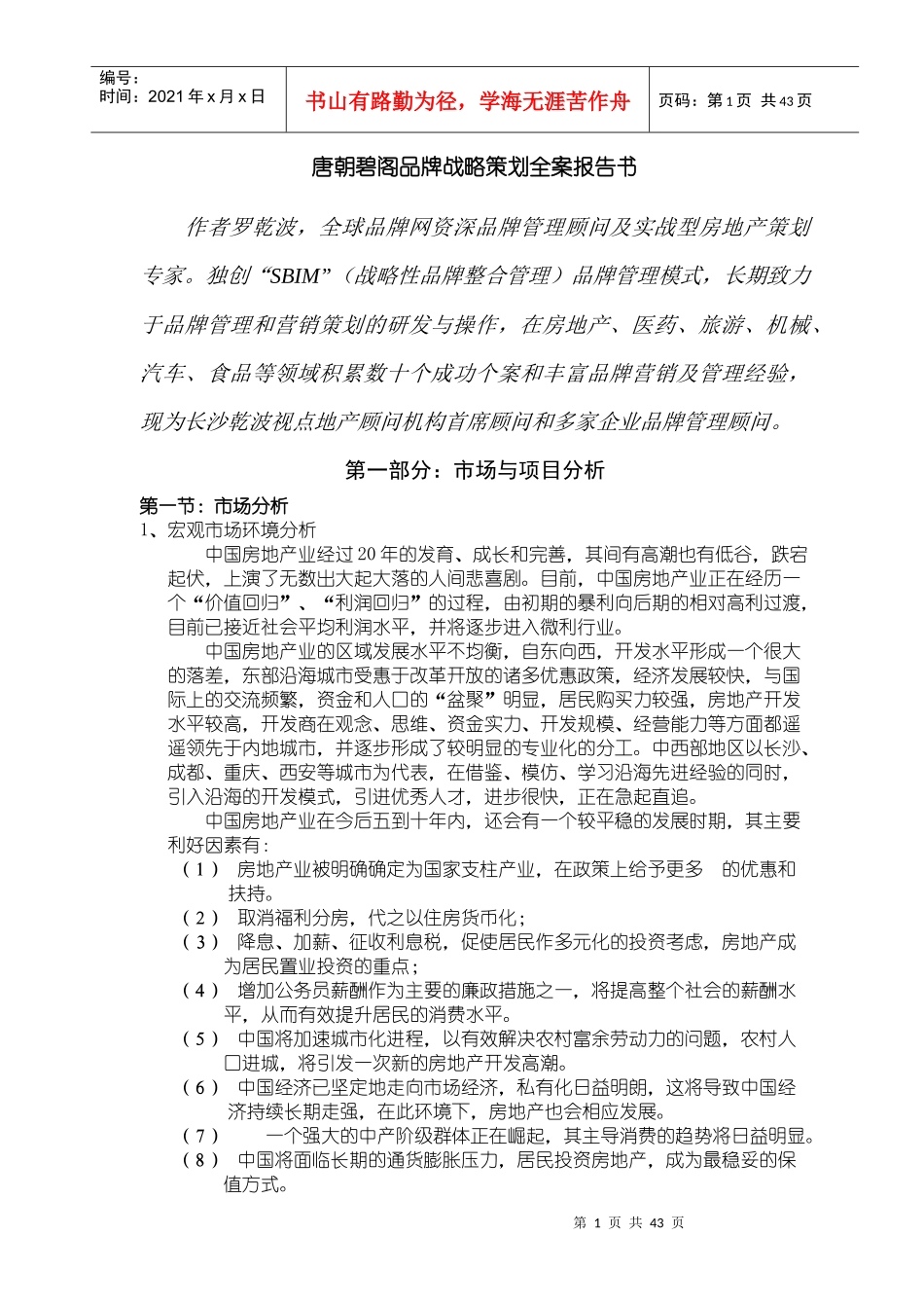 唐朝碧阁品牌战略策划全案_第1页