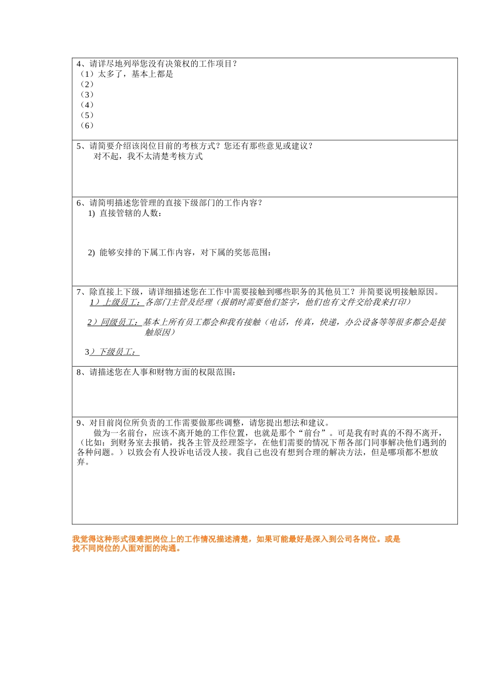 商务部-前台孙静工作分析问卷_第2页