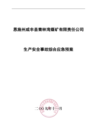 咸丰县青林湾煤矿综合应急预案