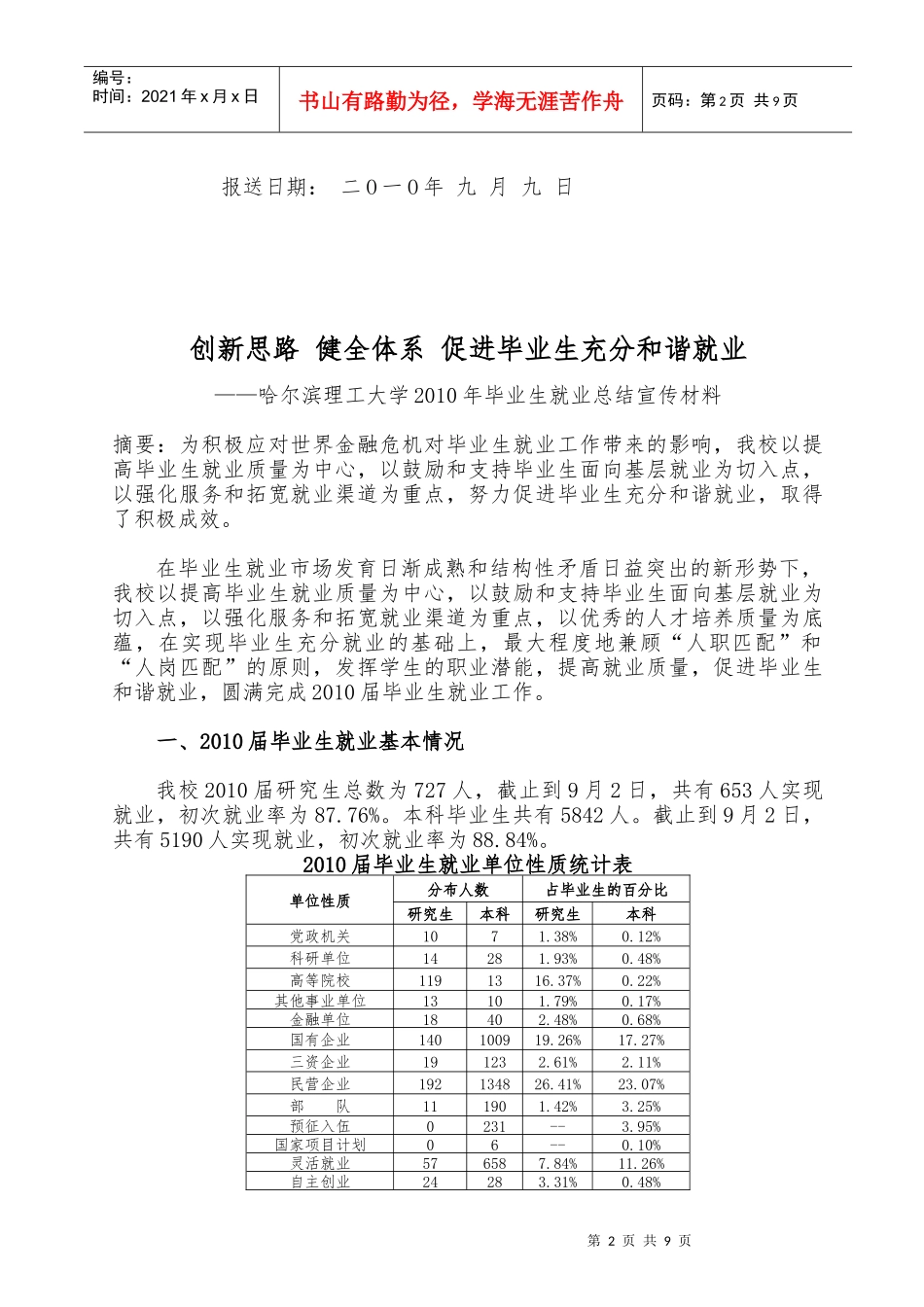 哈尔滨理工大学年度毕业生就业总结宣传材料_第2页