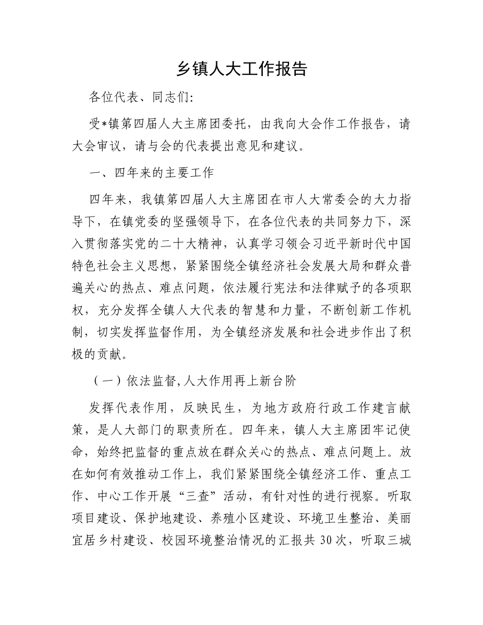 乡镇人大工作报告_第1页