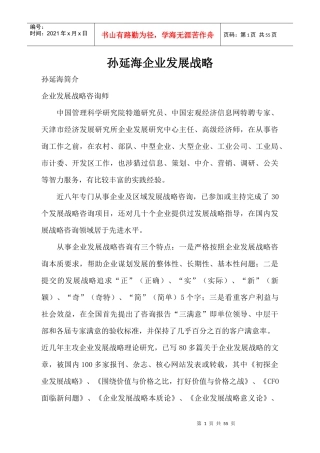 听孙延海谈企业发展战略