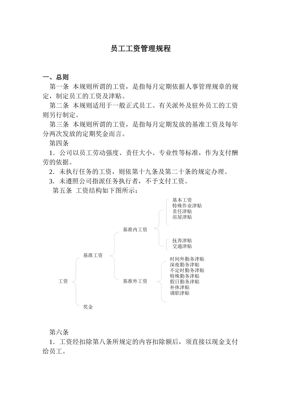 员工工资管理规程（DOC9页）_第1页