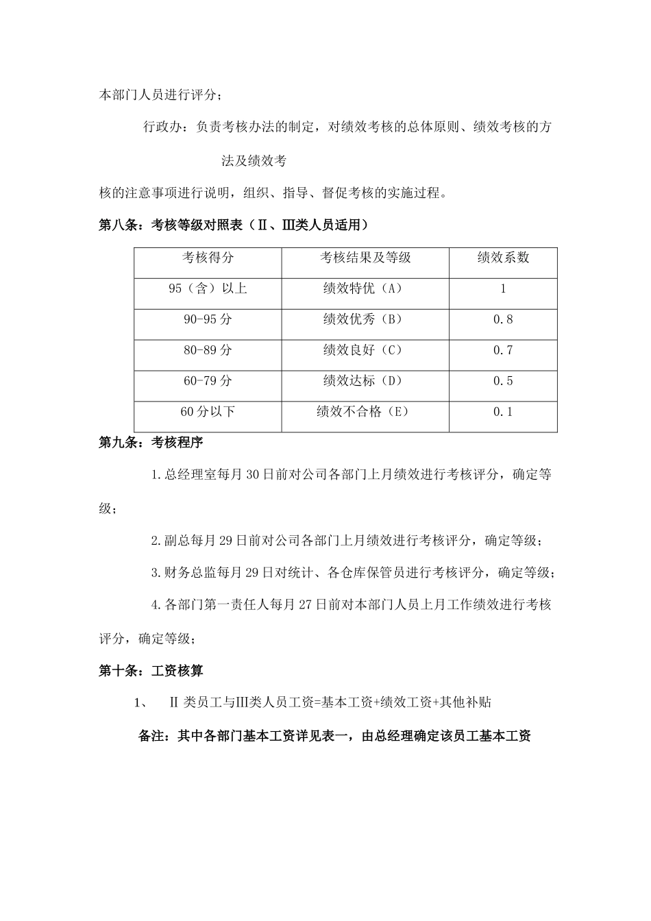 唐山XX饮品集团有限公司绩效考核管理办法_第3页