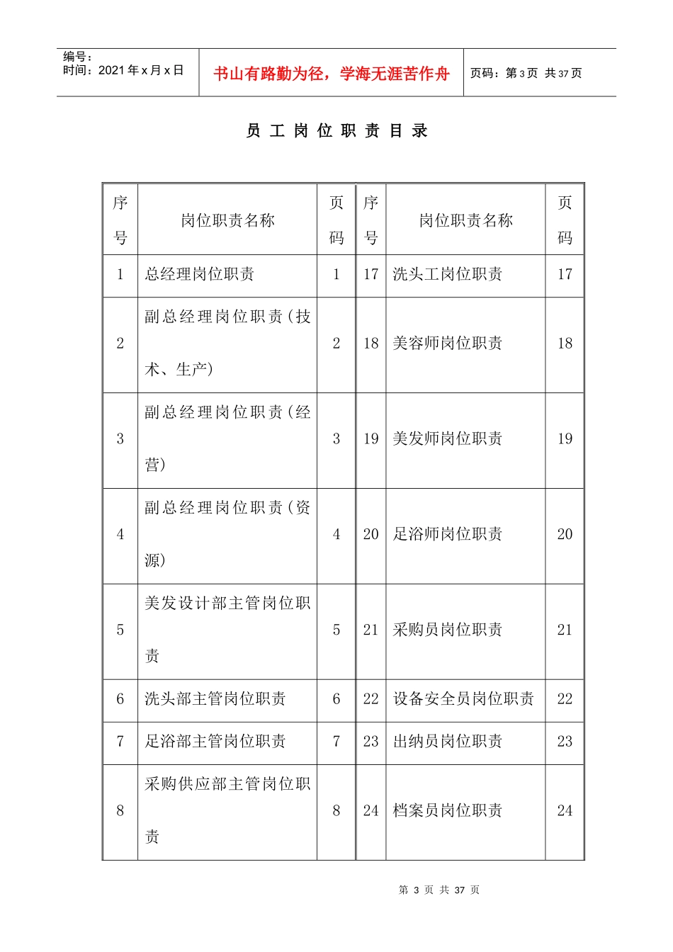 员工岗位职责--以云海金燕美容美发休闲文化传播有限公司为例_第3页