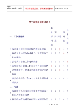 员工满意度调查问卷03