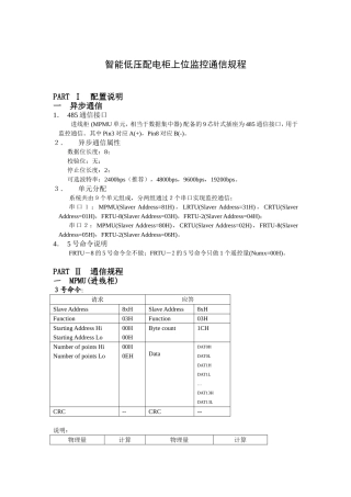 智能低压配电柜上位监控通信规程