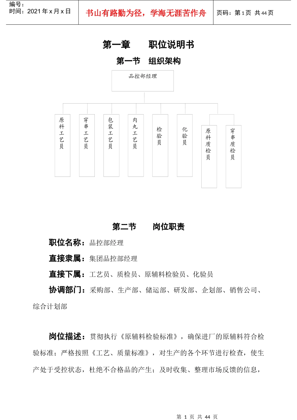 品控部经理作业指导书_第1页