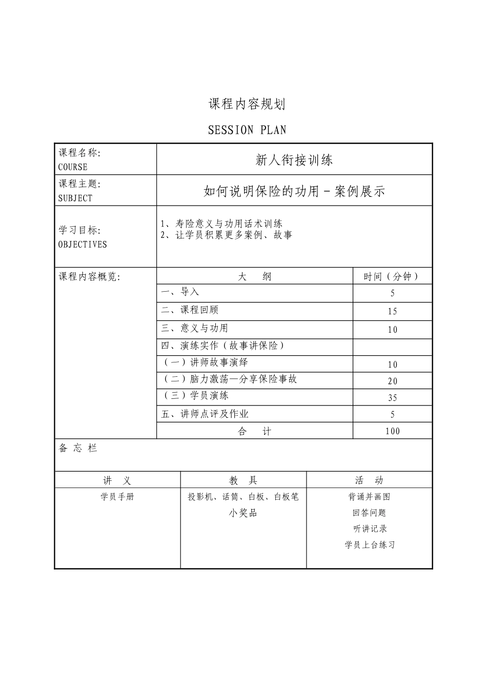 单元10：如何说明保险的功用(案例话术展示)-讲师手册_第2页