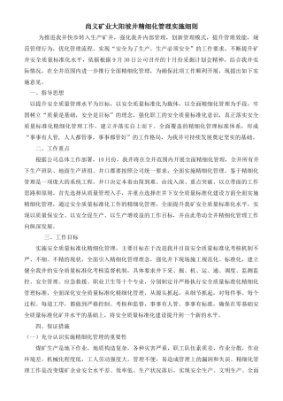 尚义矿业大阳坡井精细化管理实施方案
