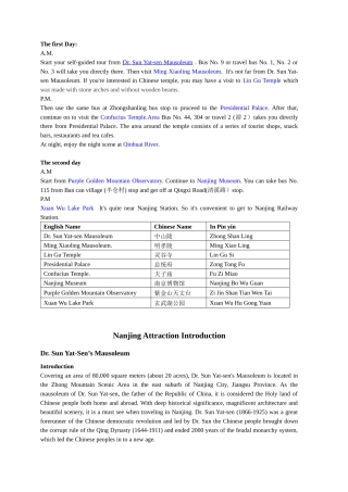 南京旅游攻略及景点介绍(英文