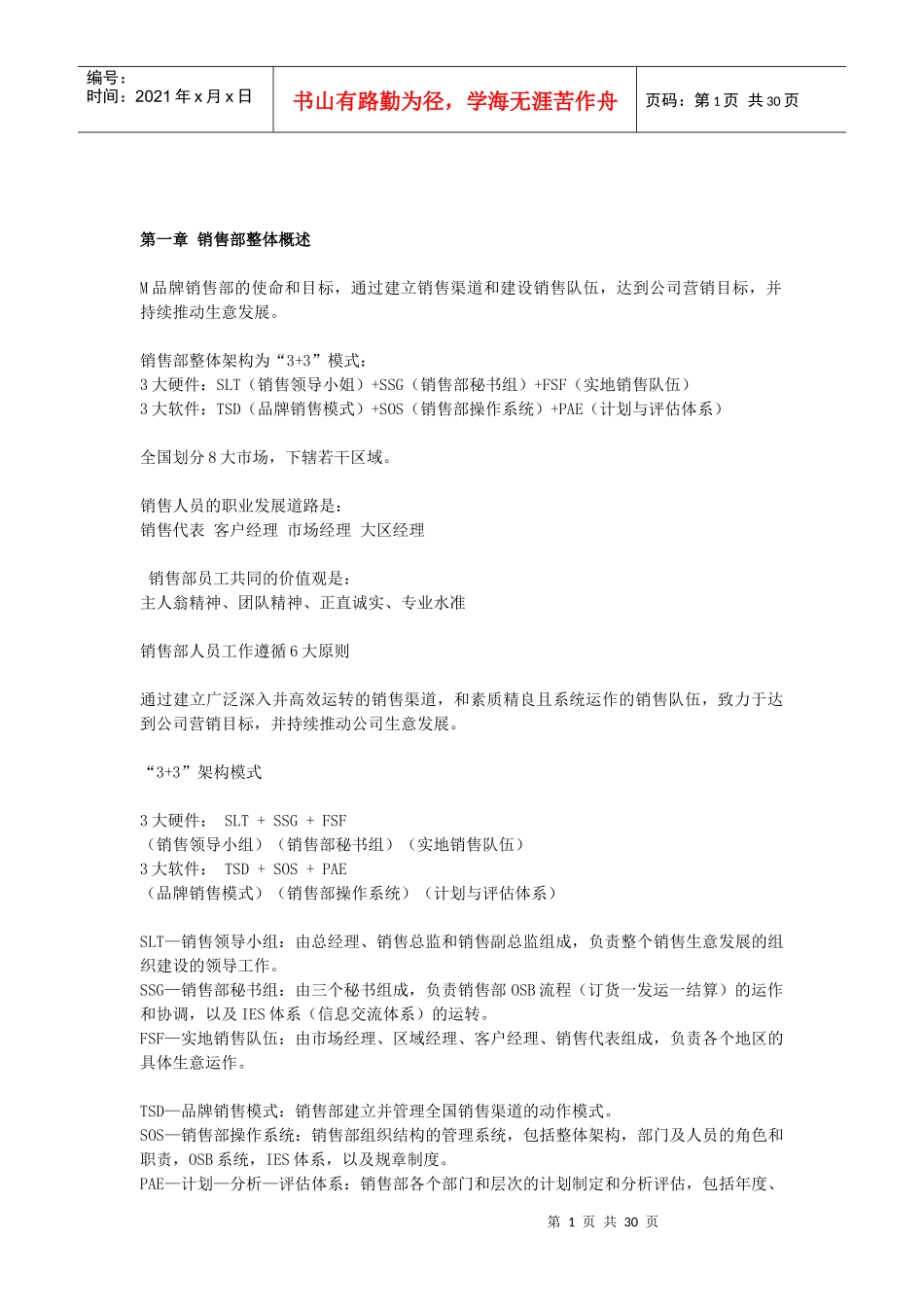 品牌销售的团队管理的方案_第1页