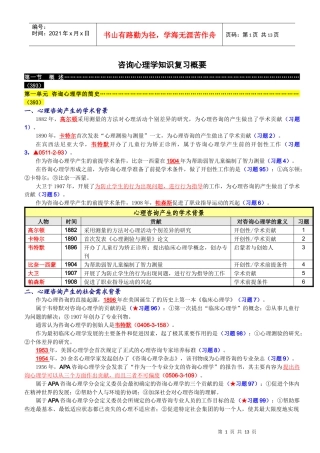 咨询心理学知识复习概要