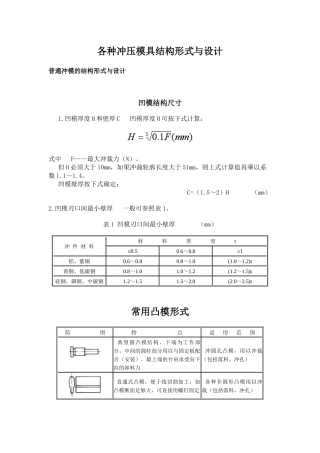 各种冲压模具结构形式与设计