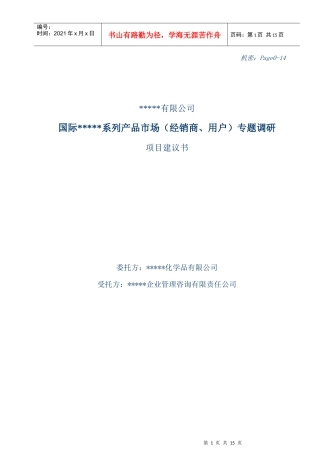 国际系列产品市场项目建议书
