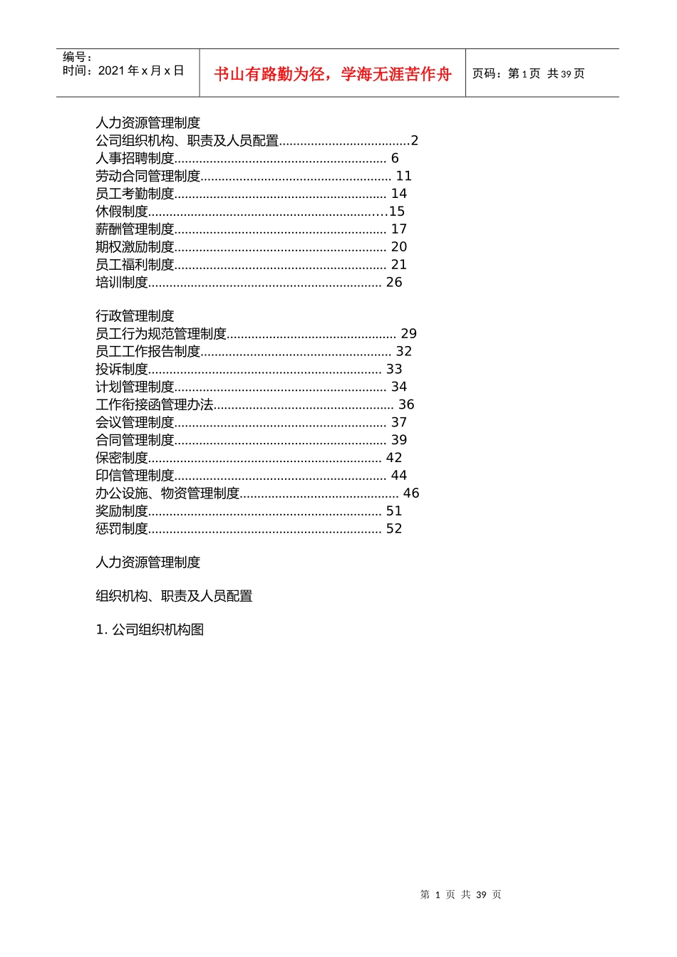 四川知名地产企业人力资源管理制度_第1页