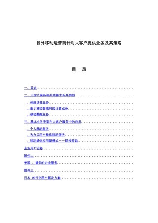 国外移动运营商针对大客户提供业务及其策略