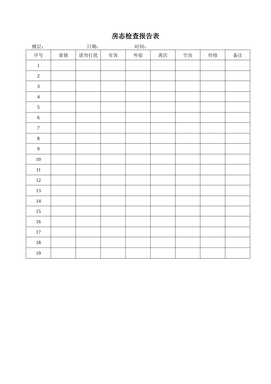 客房部表格大全_第3页