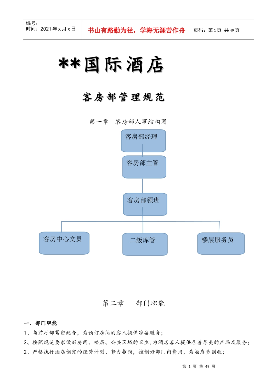 国际酒店客房管理规范手册_第1页