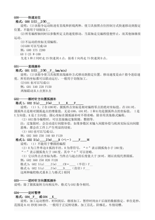 数控编程G指令和M代码