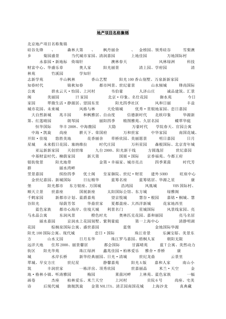 房地产案名、主题广告语、系列文案大全_第1页