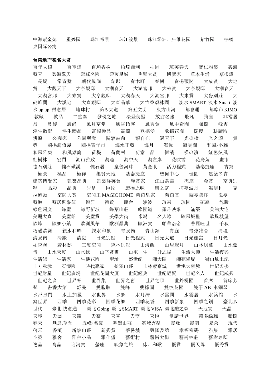 房地产案名、主题广告语、系列文案大全_第3页