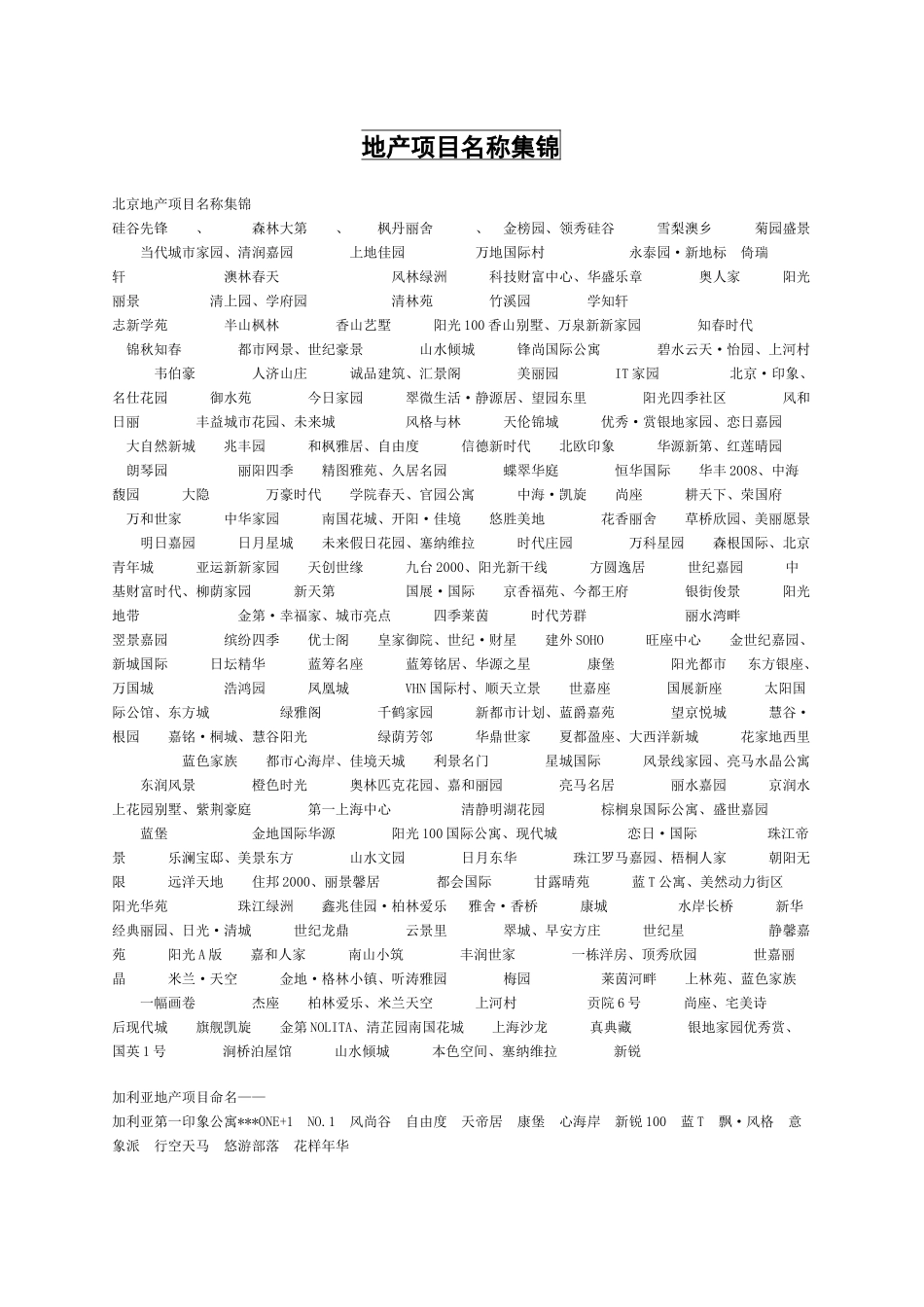 房地产案名主题广告语系列文案大全_第1页